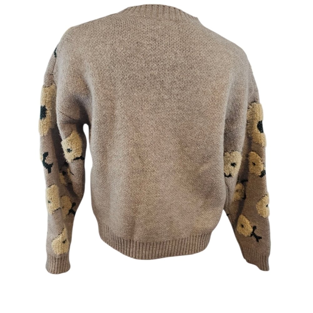 En Creme Size M Floral Patterned Gray Sweater Pullover Cozy - Picture 5 of 7